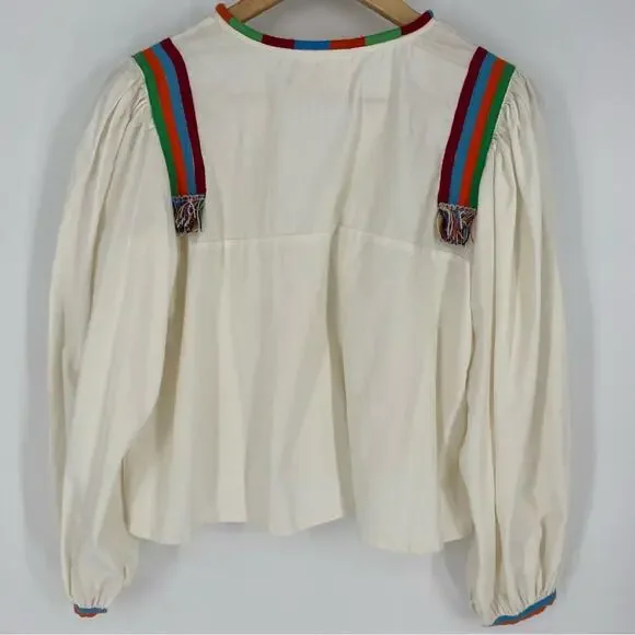 Urban Outfitters Peasant Top Bohemian Tribal Festival Ballon Sleeve Cropped M - Picture 4 of 10